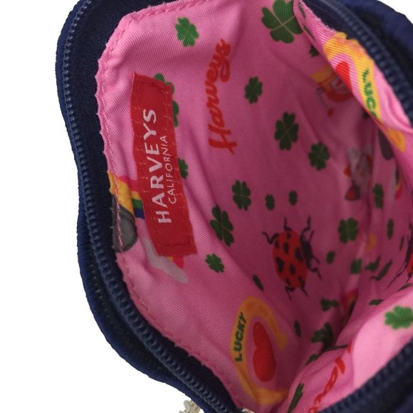 HARVEY'S Lucky Hearts Zip Coin Purse with Chain Navy Green Pink - Picture 8 of 9